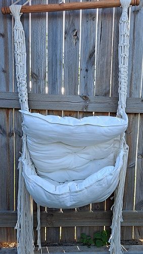 Cream Macrame Cushion Chair w/intricate design