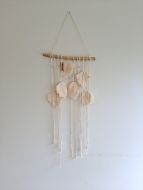 6 Leaf & Tassels hanging macrame w/Wooden Dowel(35cm)