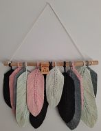12 Macrame Feathers - Black, Pink, Blue, Green
