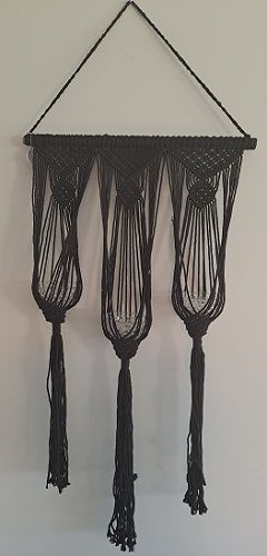 Black Macrame Hanging with 3 Pot Holders