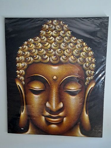 Canvas Print - Buddha - Gold Face Black Background 110cm x 119cm