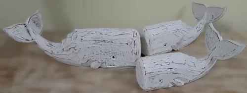 Wooden White Whale (Set of 3)