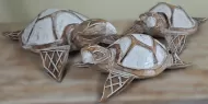 Wooden White Turtles (Set of 3)
