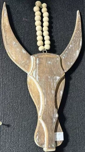 Wooden Bull Head on Beads