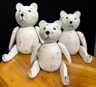 Wooden White Bears - Set of 3 