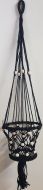 Black Macrame Pot Holder with Cream Beads 85cm