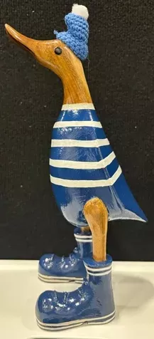 Wooden Duck - Blue Pom Pom
