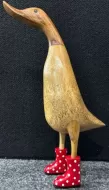 Wooden Duck - Natural with Red spotty boots