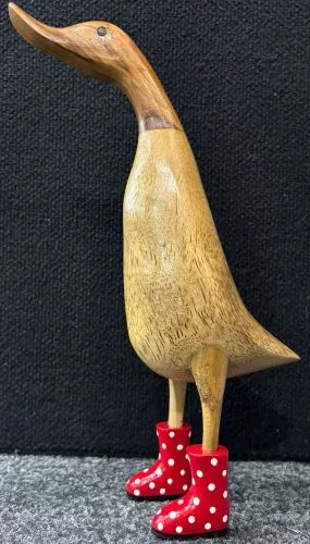 Wooden Duck - Natural with Red spotty boots