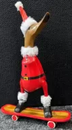 Wooden Duck - Skateboarding Santa Duck 