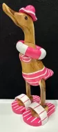 Wooden Duck - Swimming Ring Pink