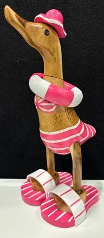 Wooden Duck - Swimming Ring Pink