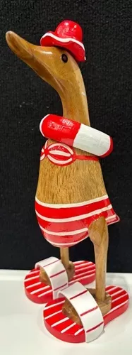 Wooden Duck - Swimming Ring Red