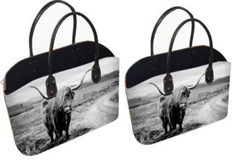 Magazine Bag - Set of 2 - Highland Cow by Road