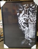 Black Framed Artwork - Half of Cheetah Face 65cm x 92cm