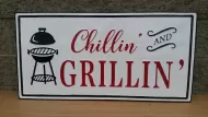 Enamel Wall Sign - Chillin and Grillin 91cm x 46cm