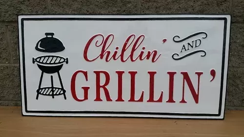 Enamel Wall Sign - Chillin and Grillin 91cm x 46cm