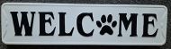 Enamel Wall Sign - Welcome (Paw Print) 50cm x 13cm