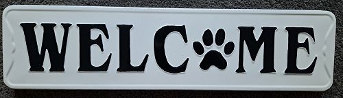 Enamel Wall Sign - Welcome (Paw Print) 50cm x 13cm