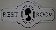Enamel Wall Sign - Female Rest Room (Black) 29cm x 15.2cm