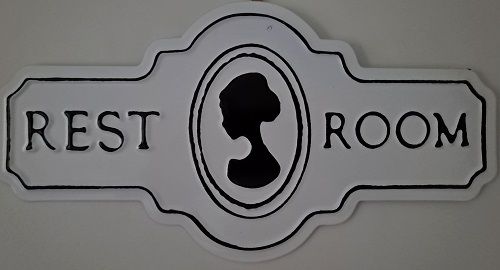 Enamel Wall Sign - Female Rest Room (Black) 29cm x 15.2cm