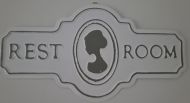 Enamel Wall Sign - Female Rest Room (Grey) 29cm x 15.2cm