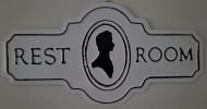 Enamel Wall Sign - Men's Rest Room (Black) 29cm x 15.2cm