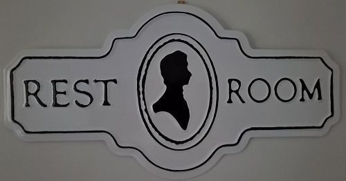 Enamel Wall Sign - Men's Rest Room (Black) 29cm x 15.2cm