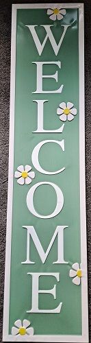 Enamel Wall Sign - Welcome  (Green) 122cm x 28cm
