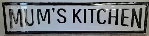 Enamel Wall Sign - Mum's Kitchen 91cm x 20cm