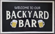 Enamel Wall Sign - Backyard Bar (Black) 50cm x 31cm