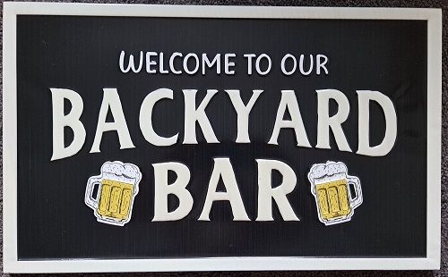 Enamel Wall Sign - Backyard Bar (Black) 50cm x 31cm