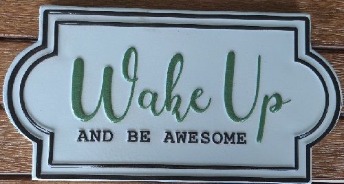 Enamel Wall Sign - Wake up and be Awesome 32cm x 16cm