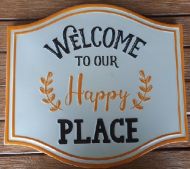 Enamel Wall Sign - Welcome to our Happy Place 35cm x 32cm