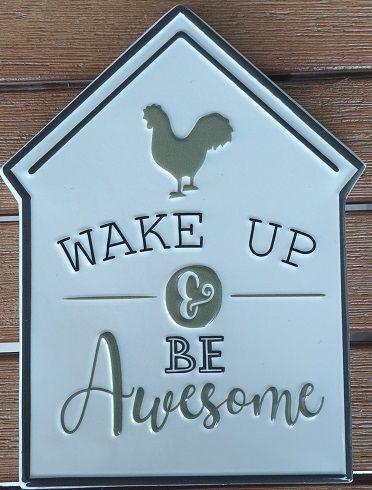 Enamel Wall Sign - Wake up and be Awesome 17.5cm x 32.5cm