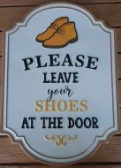 Enamel Wall Sign - Please Leave shoes at the door(shoes) 28cm x 40cm