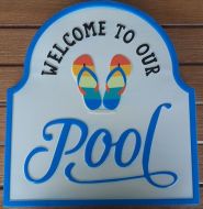 Enamel Wall Sign - Welcome to our Pool 30cm x 33cm