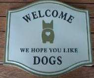 Enamel Wall Sign - Welcome we love dogs 35cm x 32cm