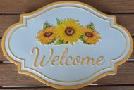 Enamel Wall Sign - Welcome (Sunflowers) 35.5cm x 23.5cm