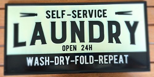 Enamel Wall Sign - Self Service Laundry 50.5cm x 25.5cm