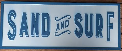 Enamel Wall Sign - Sand & Surf 50.5cm x 20.5cm