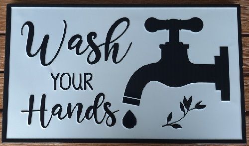 Enamel Wall Sign - Wash your Hands 40.5cm x 24cm