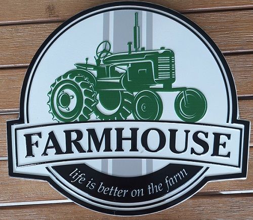 Enamel Wall Sign - Farmhouse (Tractor) 33cm x 30cm