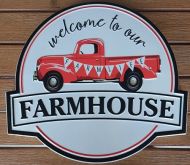 Enamel Wall Sign - Welcome to our Farmhouse 33cm x 30cm