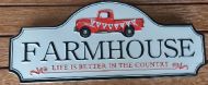 Enamel Wall Sign - Farmhouse (Red Ute) 40cm x 16.5cm