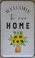 Enamel Wall Sign - Welcome to our Home (Vase) 25cm x 40cm