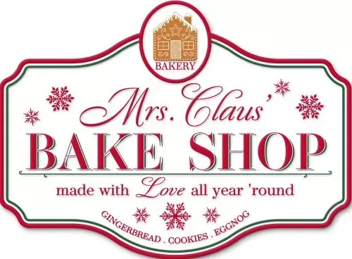 Enamel Wall Sign - Mrs Claus Bake Shop 35cm x 26cm