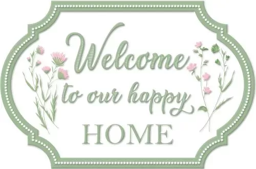Enamel Wall Sign - Welcome to our Happy Home 35cm x 23cm