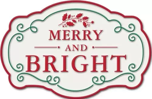 Enamel Wall Sign - Merry and Bright 30cm x 20cm