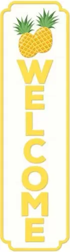 Enamel Wall Sign - Welcome (Pineapples) 28 x 101